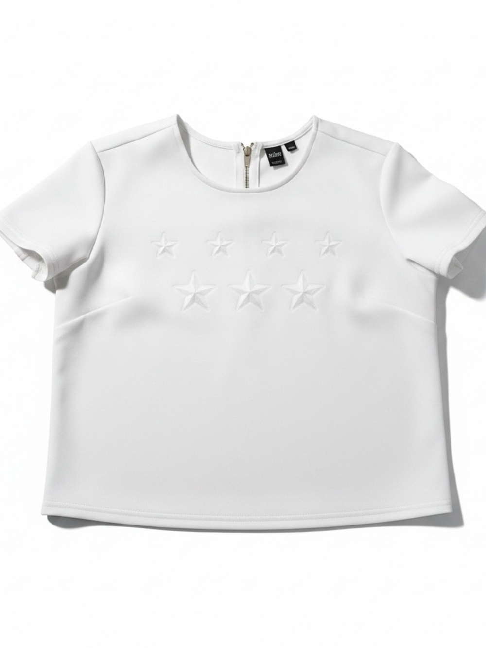 ICONe Simons White Short Sleeve Top with embossed Stars